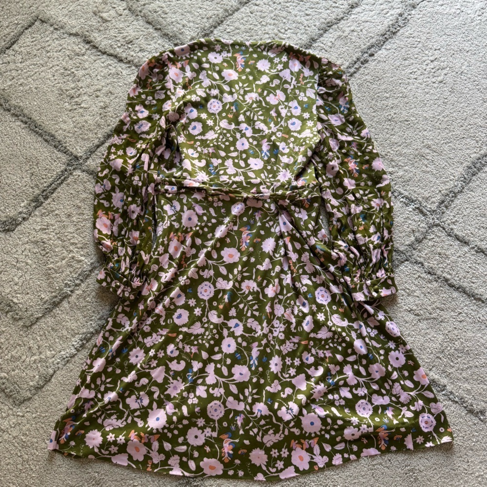 Diane von Furstenberg Gala Silk Jersey Mini Wrap Dress green pink large - Picture 8 of 16